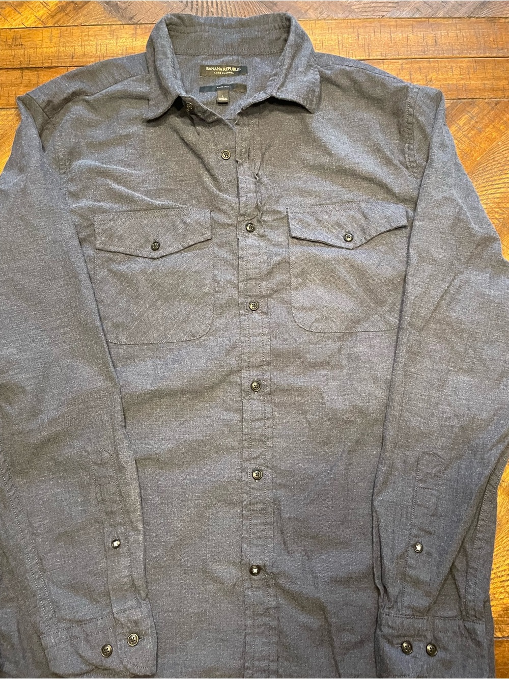 Banana Republic Men’s Long-Sleeve Button-Down Flannel - Dark Blue
